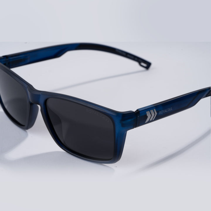 Black Lens Blue Frame Full Rim Rectangle Square Polarized Sunglasses - ROYALTAIL