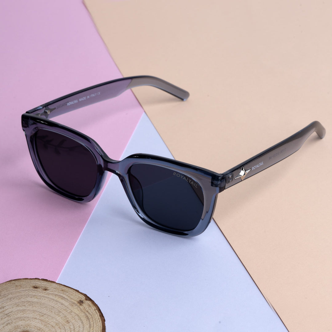 UV Protection Black And Light Grey Retro Square Sunglasses For Men & Women - ROYALTAIL