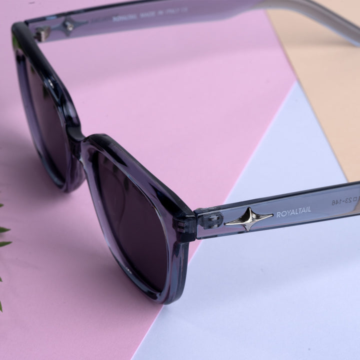 UV Protection Black And Light Grey Retro Square Sunglasses For Men & Women - ROYALTAIL