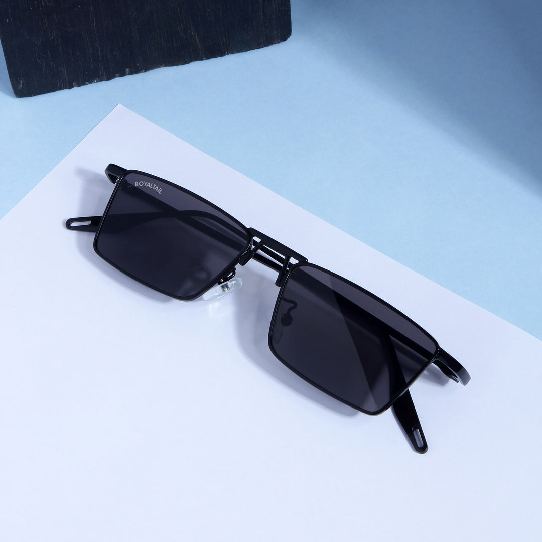 Blitz Black Rectangle Sunglasses For Men & Women - ROYALTAIL