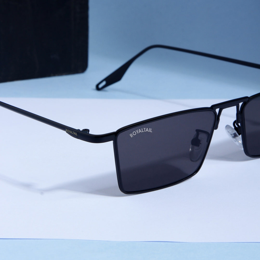 Blitz Black Rectangle Sunglasses For Men & Women - ROYALTAIL