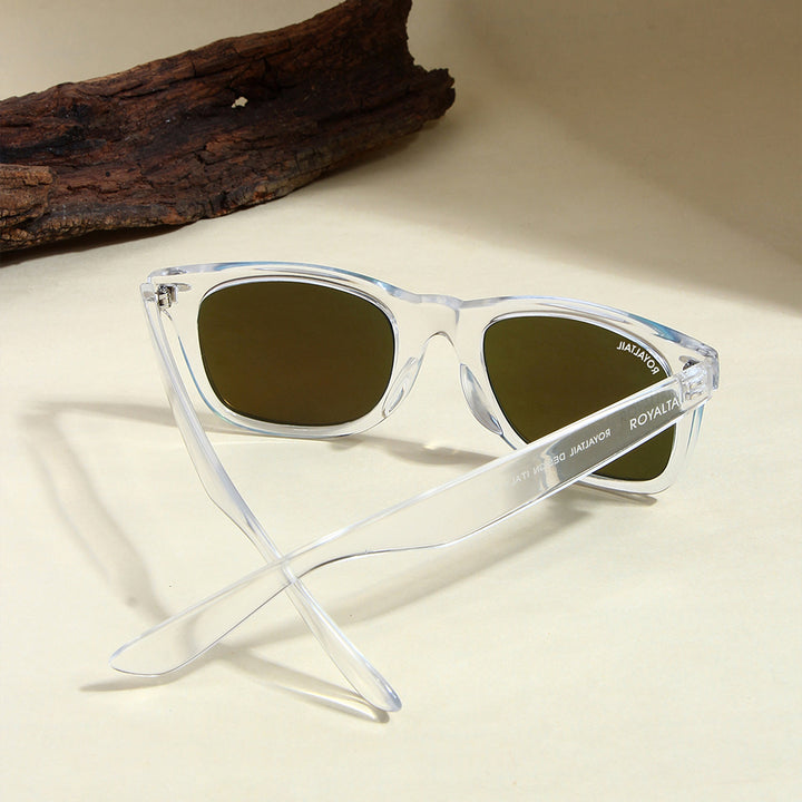 Aqua Blue Glass and Clear Frame Wayfarer Sunglasses for Men and Women - ROYALTAIL