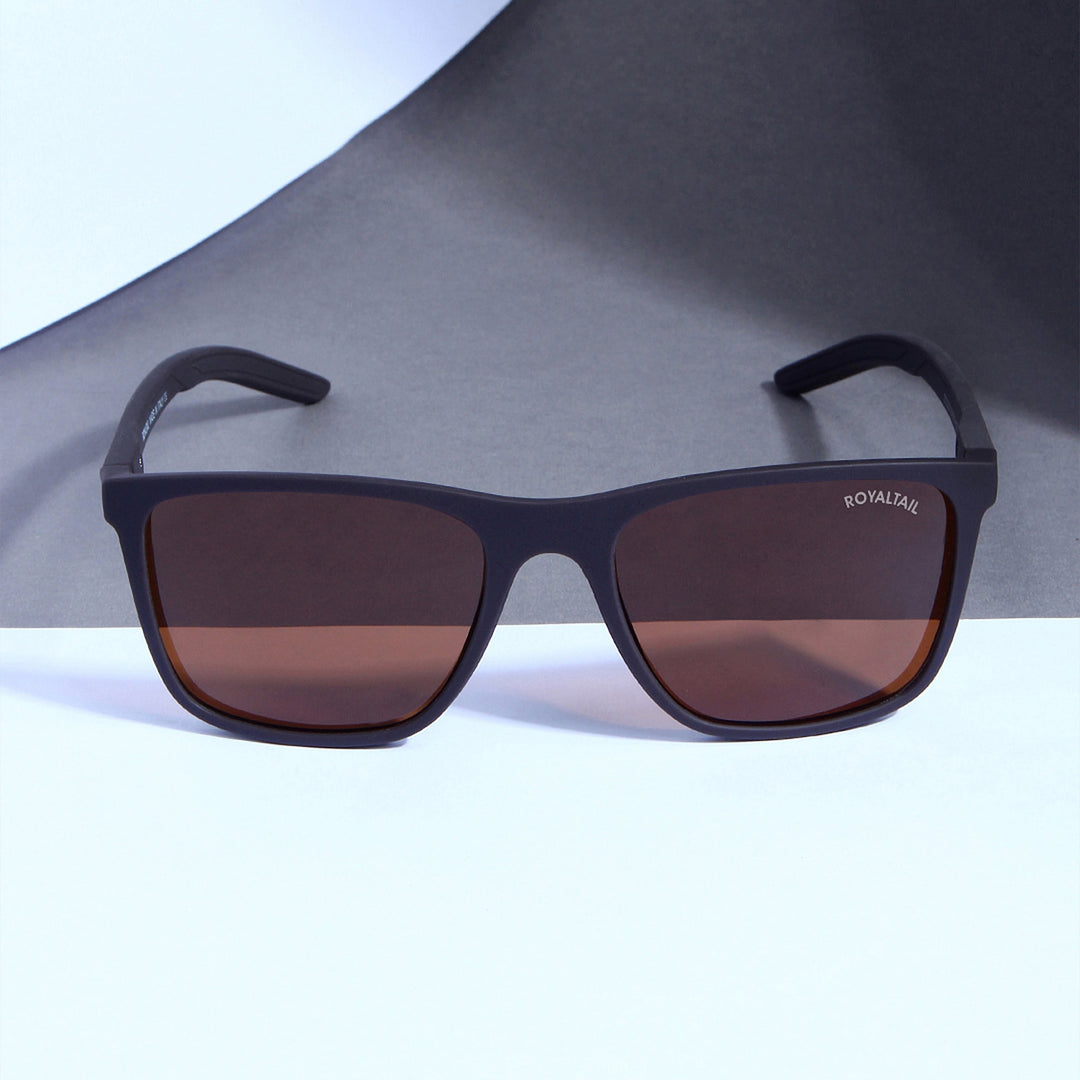 Knockdown Brown Square Sunglasses For Men & Women - ROYALTAIL