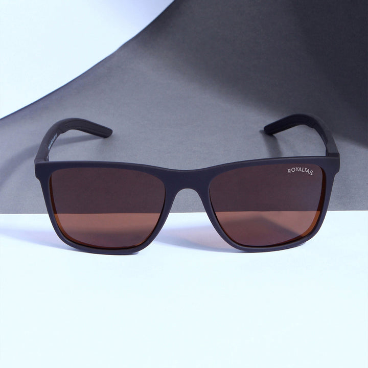 Knockdown Brown Square Sunglasses For Men & Women - ROYALTAIL