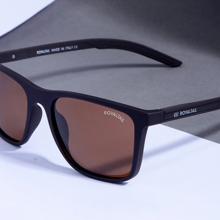 Knockdown Brown Square Sunglasses For Men & Women - ROYALTAIL