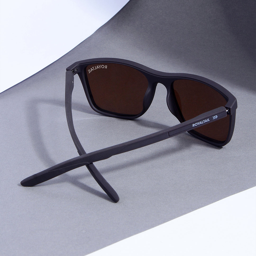 Knockdown Brown Square Sunglasses For Men & Women - ROYALTAIL