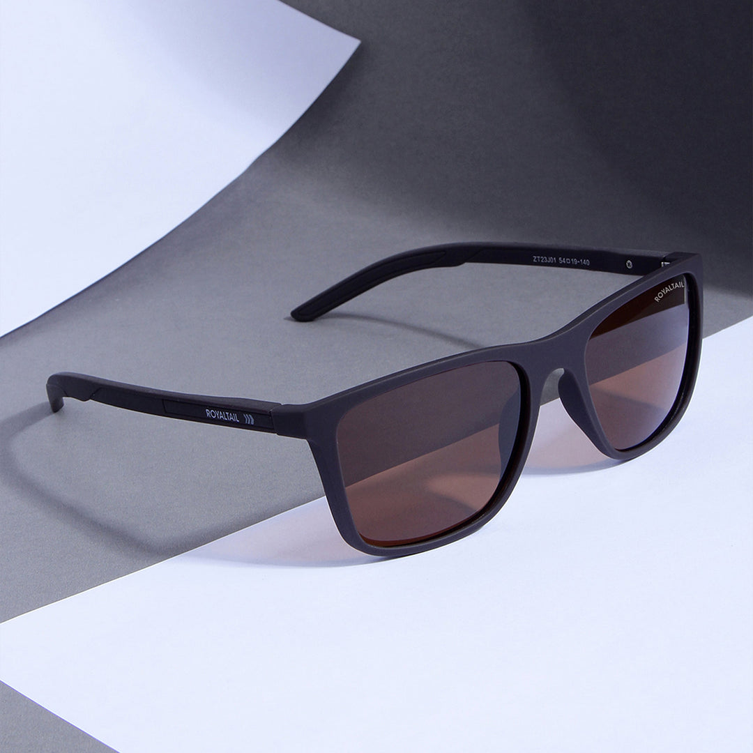 Knockdown Brown Square Sunglasses For Men & Women - ROYALTAIL