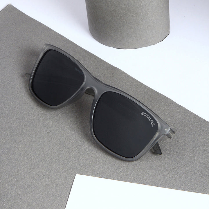 Knockdown Matt Grey & Black Square Sunglasses For Men & Women - ROYALTAIL
