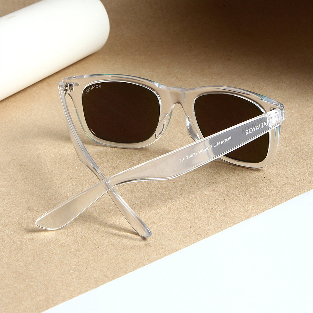 Aqua Green Glass and Clear Frame Wayfarer Sunglasses for Men and Women - ROYALTAIL