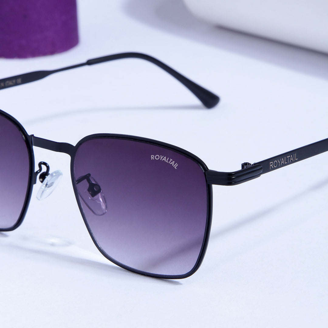 Black Metal Frame And Polycarbonate Glass Square Sunglasses For Men & Women - ROYALTAIL