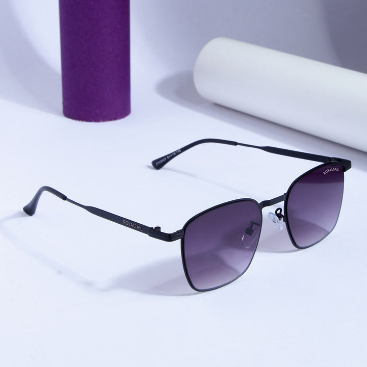 Black Metal Frame And Polycarbonate Glass Square Sunglasses For Men & Women - ROYALTAIL