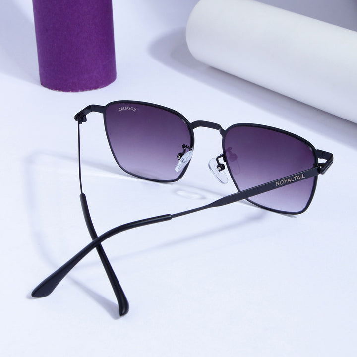 Black Metal Frame And Polycarbonate Glass Square Sunglasses For Men & Women - ROYALTAIL