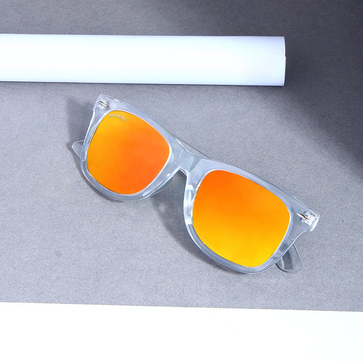 Orange Glass and Clear Frame Wayfarer Sunglasses for Men and Women - ROYALTAIL