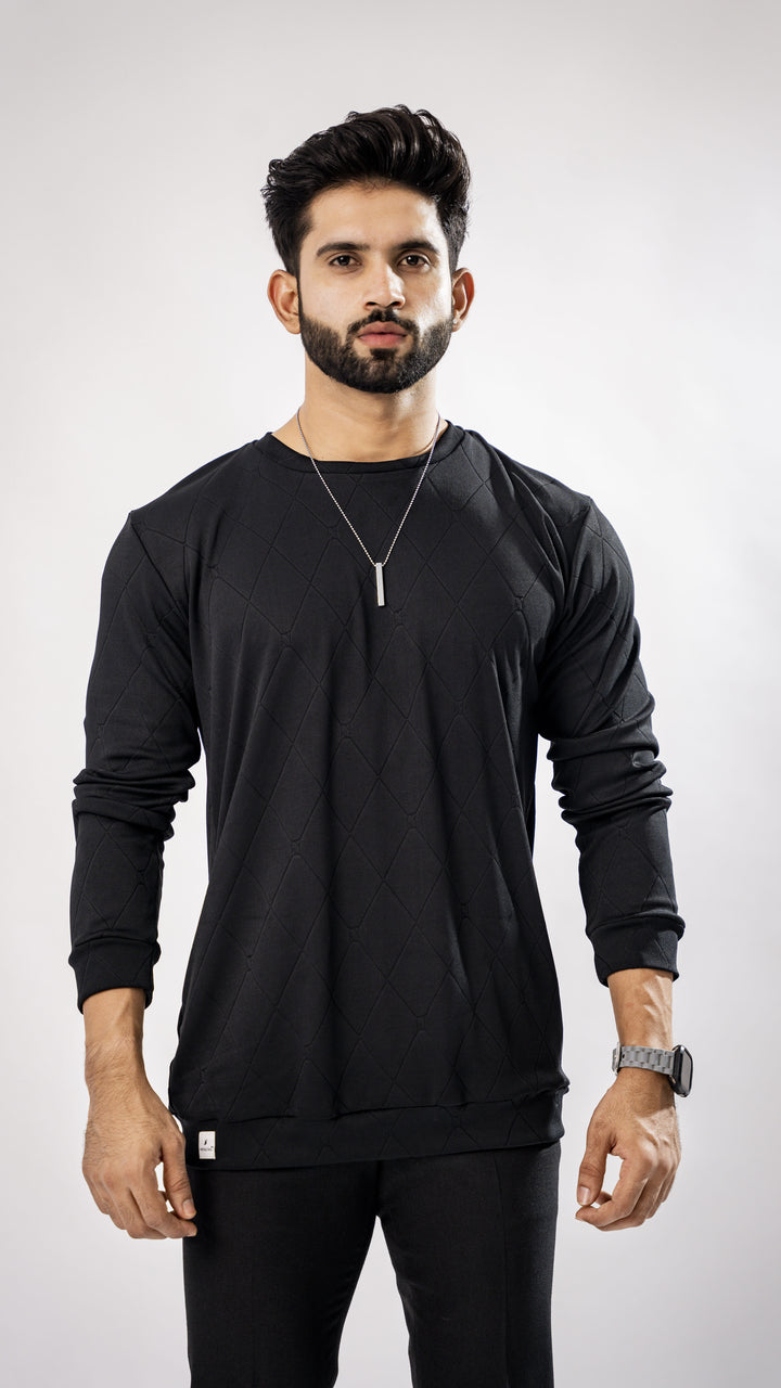 JADE BLACK FULL SLEEVE ROUND NECK PREMIUM ORGANIC SUPER SOFT T-SHIRT - Royaltail