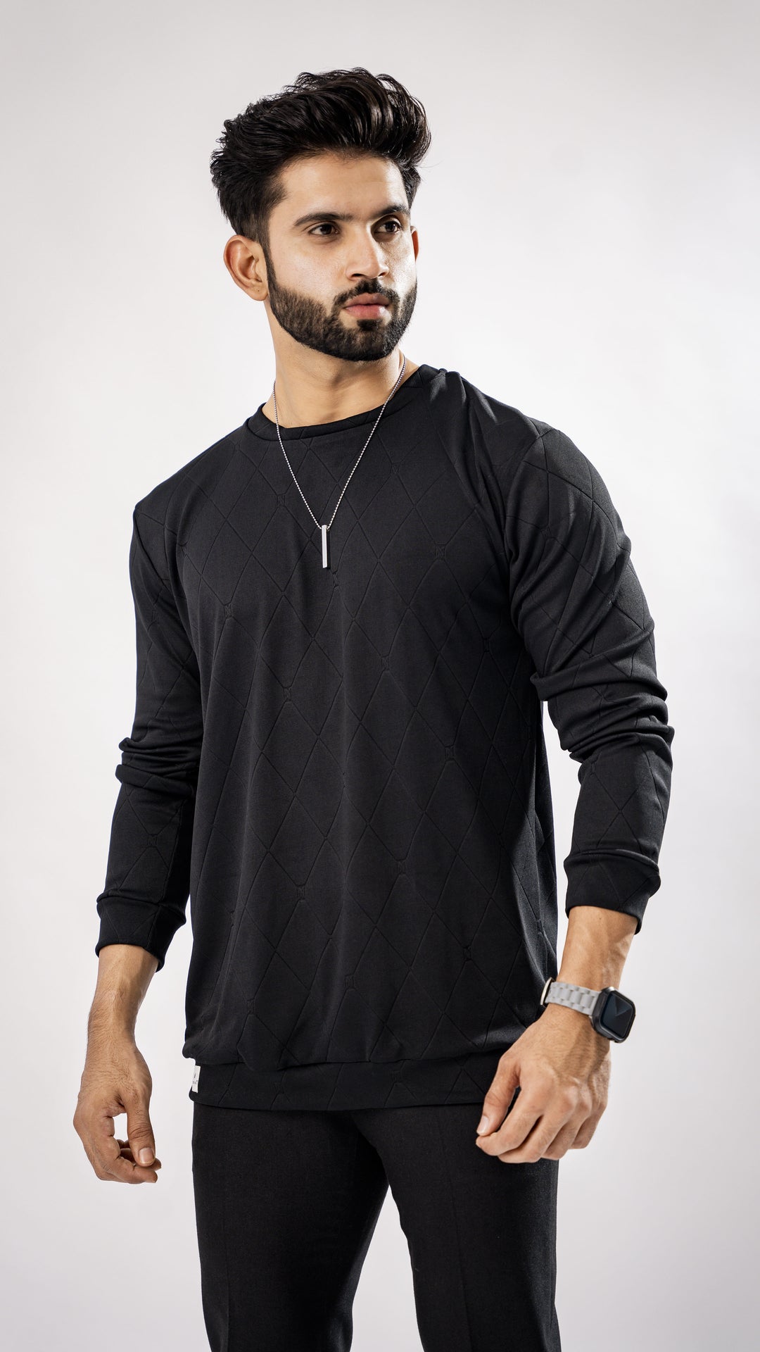JADE BLACK FULL SLEEVE ROUND NECK PREMIUM ORGANIC SUPER SOFT T-SHIRT - Royaltail