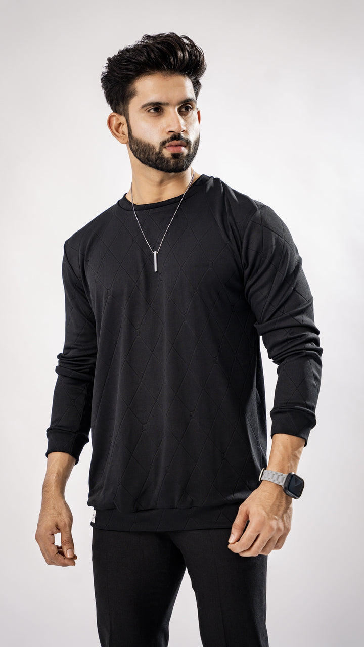 JADE BLACK FULL SLEEVE ROUND NECK PREMIUM ORGANIC SUPER SOFT T-SHIRT - Royaltail