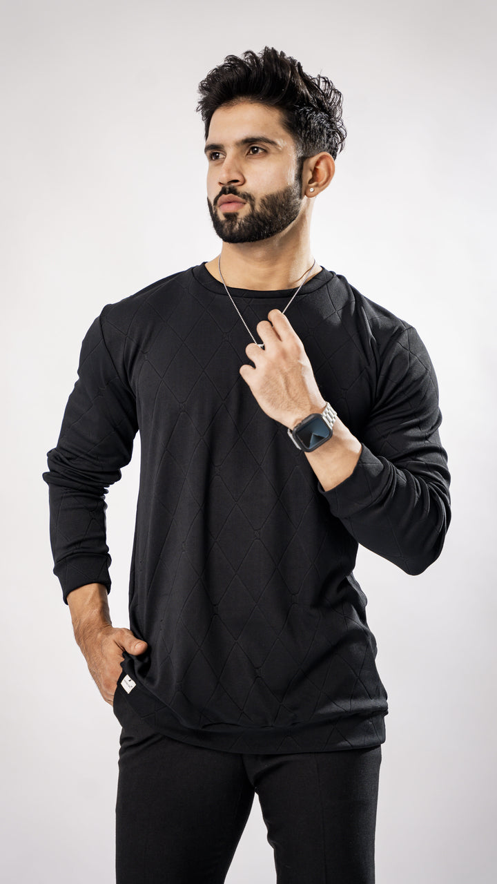 JADE BLACK FULL SLEEVE ROUND NECK PREMIUM ORGANIC SUPER SOFT T-SHIRT - Royaltail