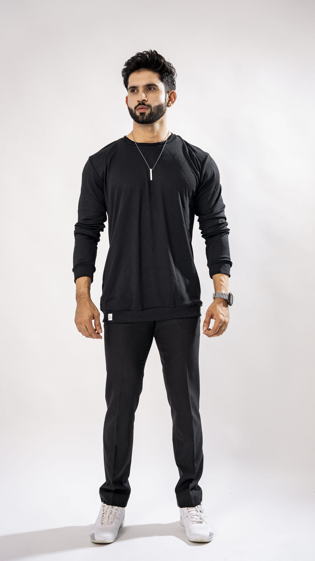 JADE BLACK FULL SLEEVE ROUND NECK PREMIUM ORGANIC SUPER SOFT T-SHIRT - Royaltail