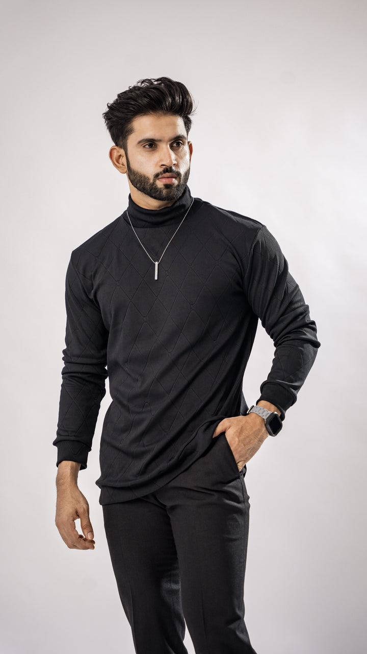 JADE BLACK HIGH NECK PREMIUM SUPER SOFT T-SHIRT - Royaltail