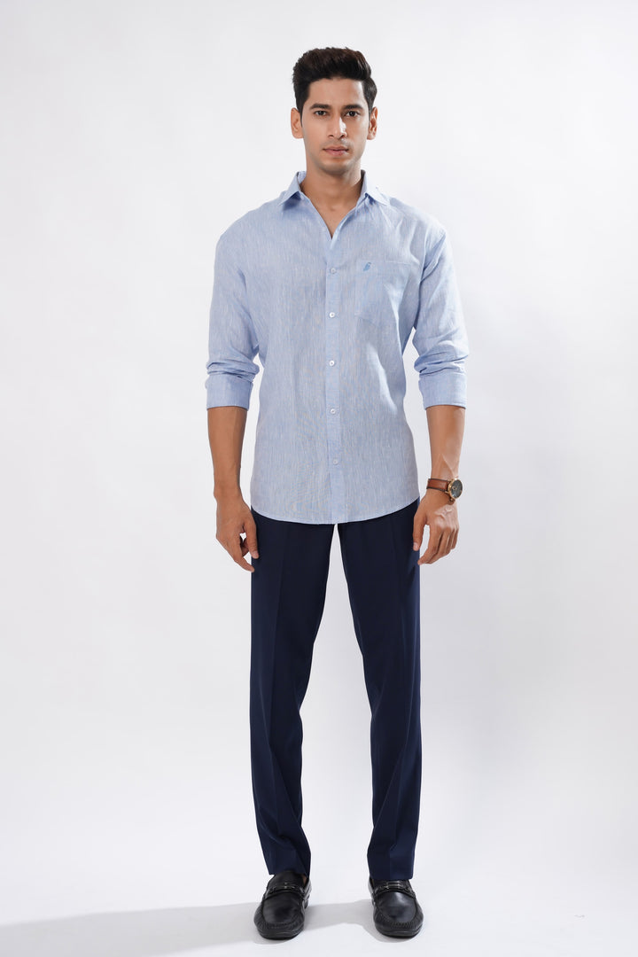 Casper Blue Luxurious Linen Shirt - ROYALTAIL