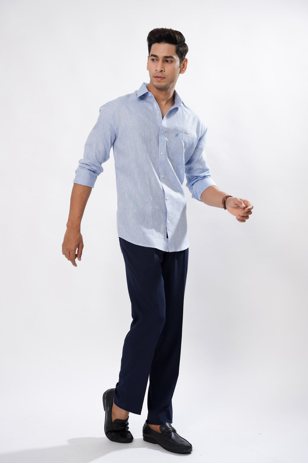 Casper Blue Luxurious Linen Shirt