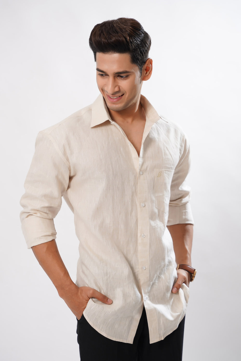 Ivory Cream Luxurious Linen Shirt - ROYALTAIL