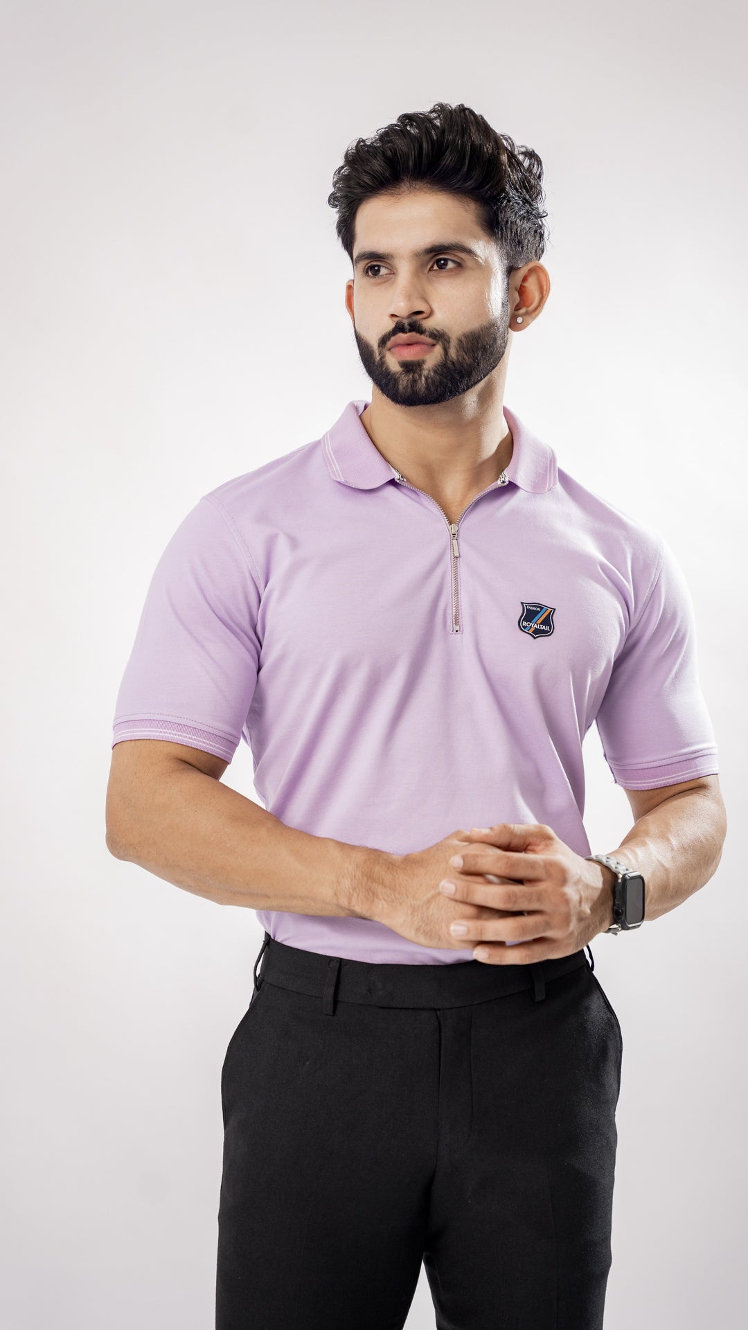 VIOLET PURPLE ORGANIC COTTON MERCERISED PIQUE POLO TEE - Royaltail