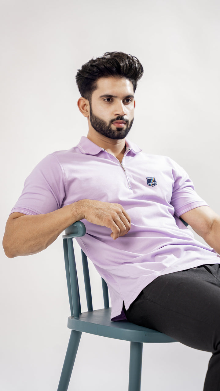 VIOLET PURPLE ORGANIC COTTON MERCERISED PIQUE POLO TEE - Royaltail