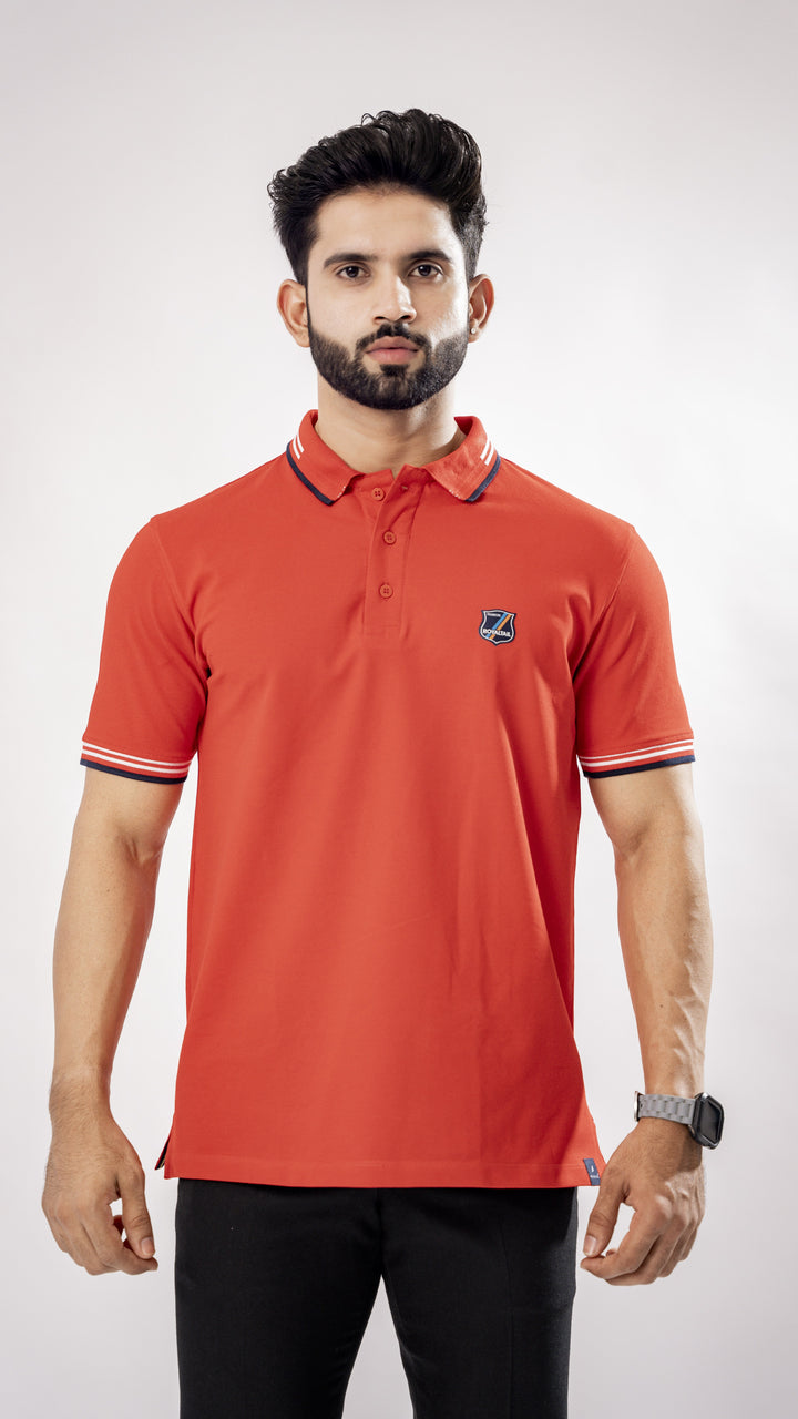 BRIGHT RED SUPER SOFT ORGANIC COTTON MERCERISED PIQUE POLO TEE - Royaltail