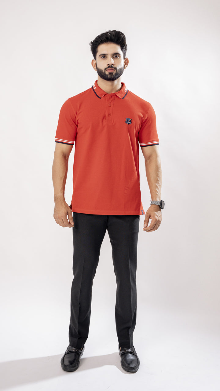 BRIGHT RED SUPER SOFT ORGANIC COTTON MERCERISED PIQUE POLO TEE - Royaltail