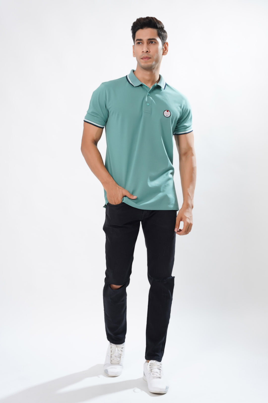 Hydrology Blue Cotton Pique Polo T-Shirt - ROYALTAIL
