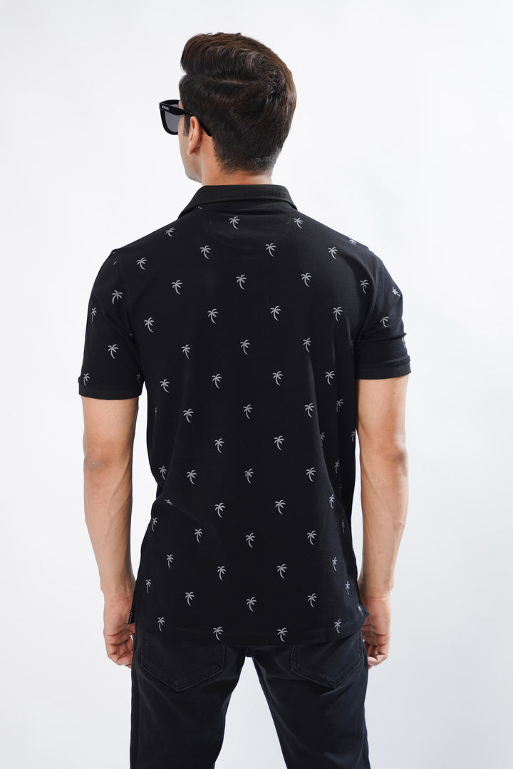 Jade Black And White Textured Cotton Pique Polo T-Shirt - ROYALTAIL