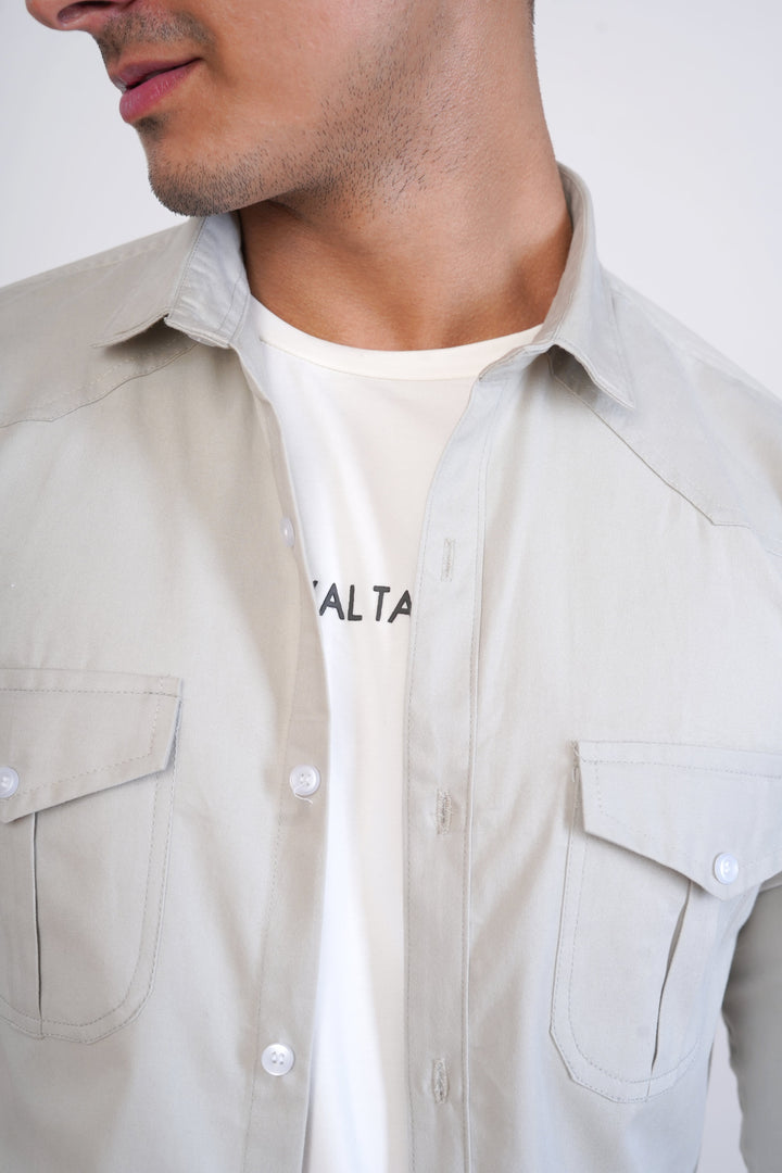 Grey Cargo Super Soft Premium Cotton Shirt - ROYALTAIL
