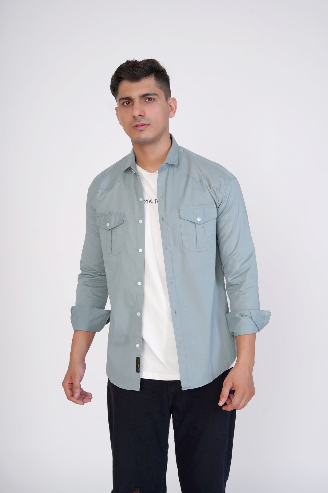 Light Green Cargo Super Soft Premium Cotton Shirt - ROYALTAIL