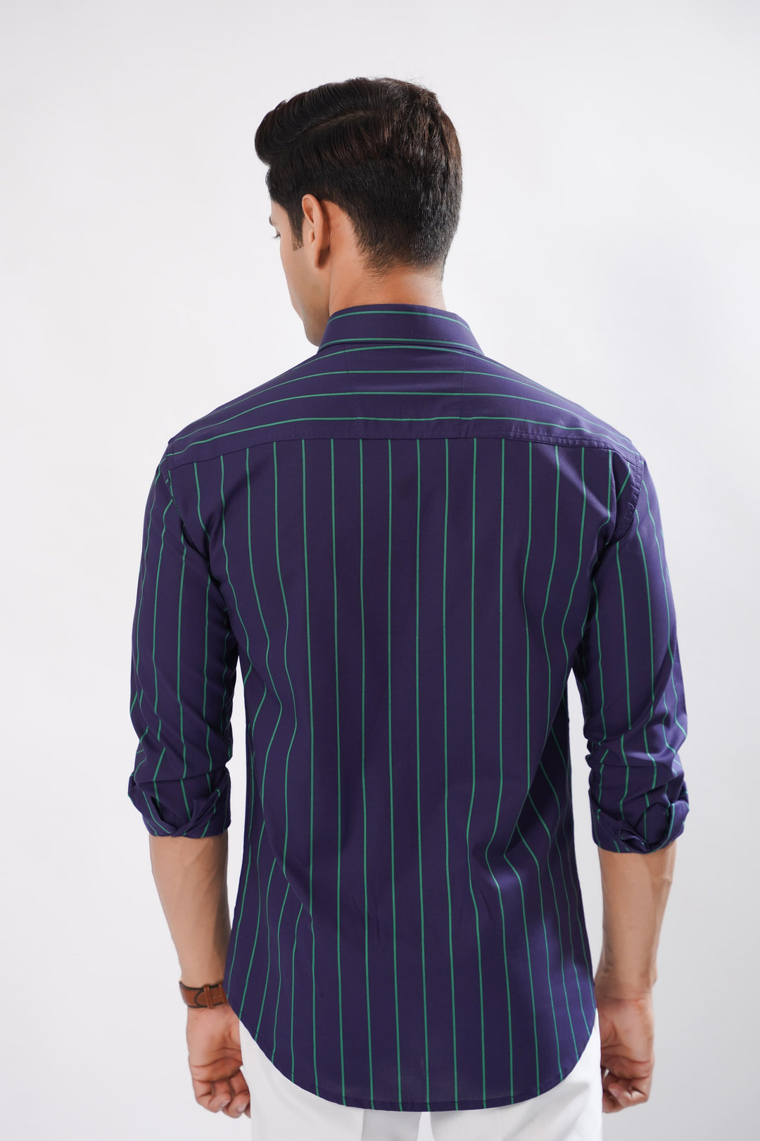 Copperline Navy Blue Striped Cotton Premium Shirt - ROYALTAIL