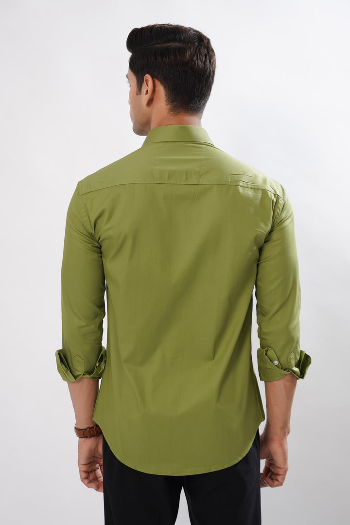 Olive Green Oxford Cotton Premium Plaid Shirt - ROYALTAIL