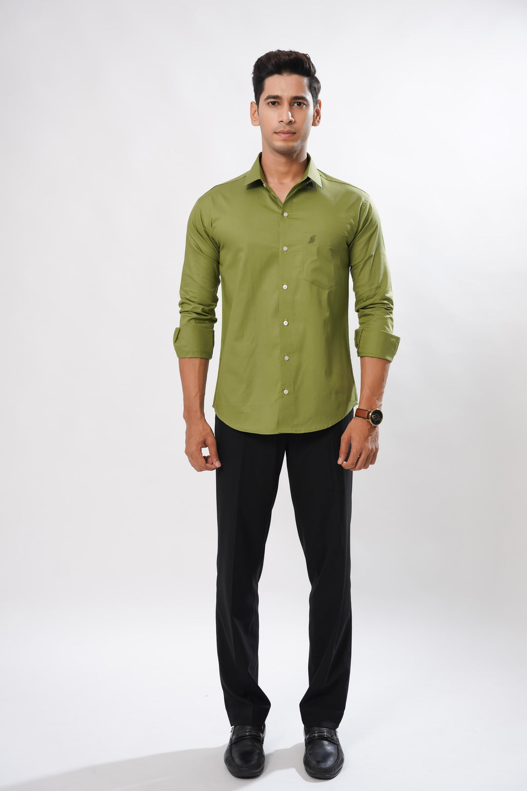 Olive Green Oxford Cotton Premium Plaid Shirt - ROYALTAIL