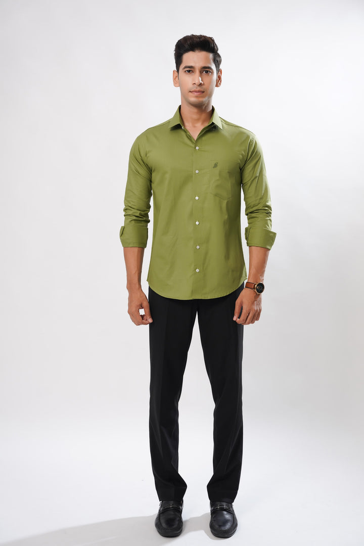 Olive Green Oxford Cotton Premium Plaid Shirt - ROYALTAIL