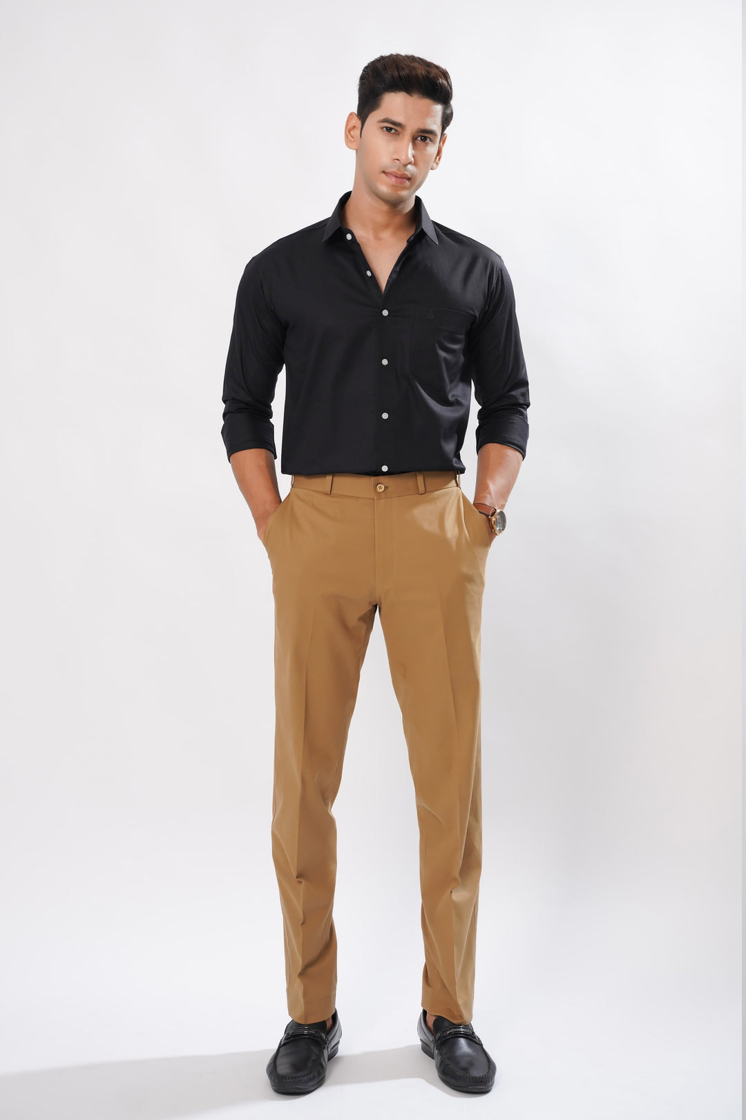 Midnight Black Luxurious Cotton Plaid Shirt - ROYALTAIL