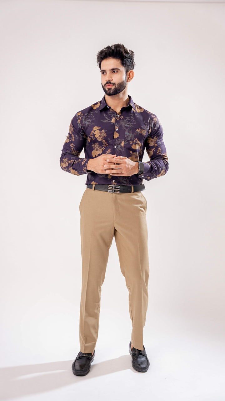 ZERMATT PURPLE FLORAL AND FOLK PAISLEY PRINTED PREMIUM COTTON SHIRT - Royaltail