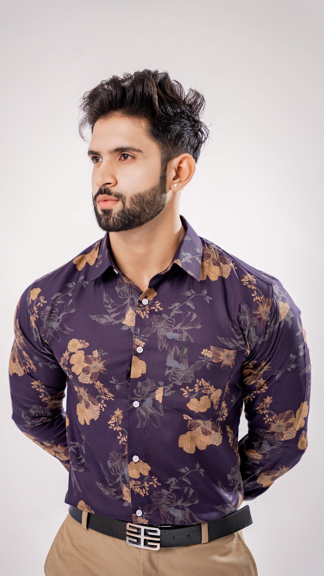 ZERMATT PURPLE FLORAL AND FOLK PAISLEY PRINTED PREMIUM COTTON SHIRT - Royaltail