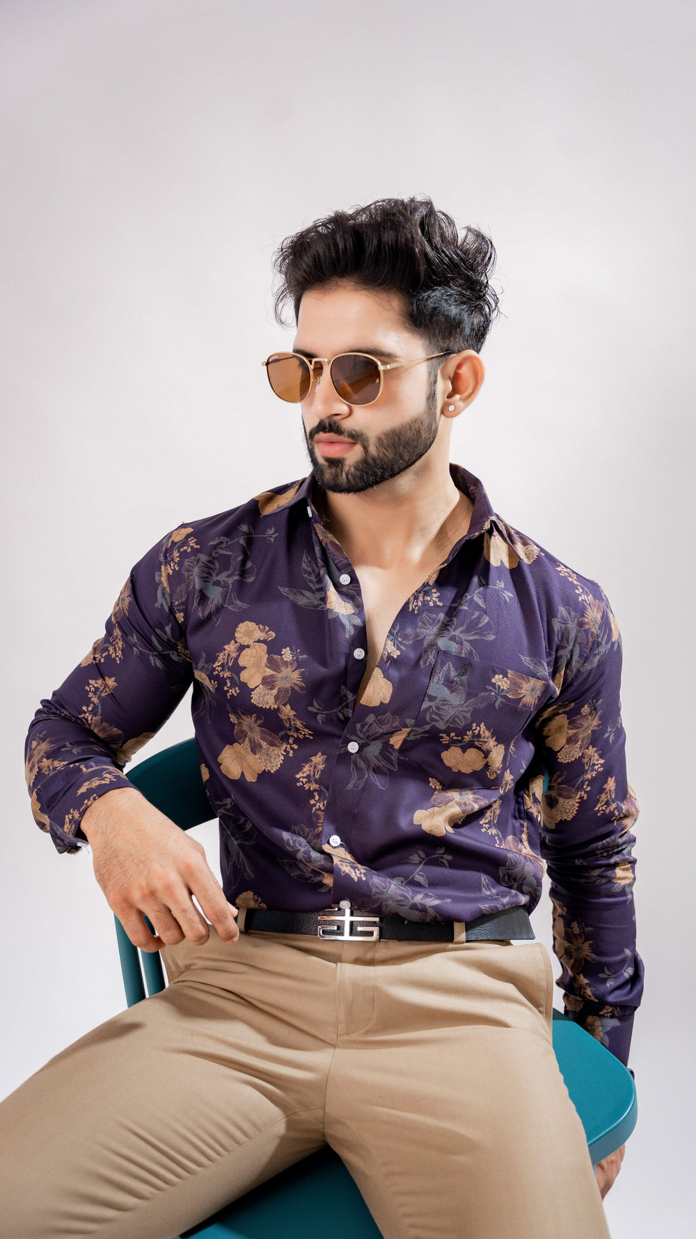 ZERMATT PURPLE FLORAL AND FOLK PAISLEY PRINTED PREMIUM COTTON SHIRT - Royaltail