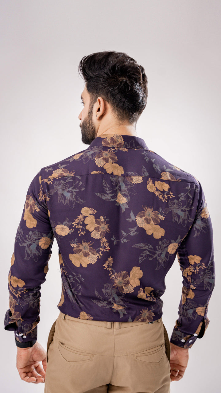 ZERMATT PURPLE FLORAL AND FOLK PAISLEY PRINTED PREMIUM COTTON SHIRT - Royaltail