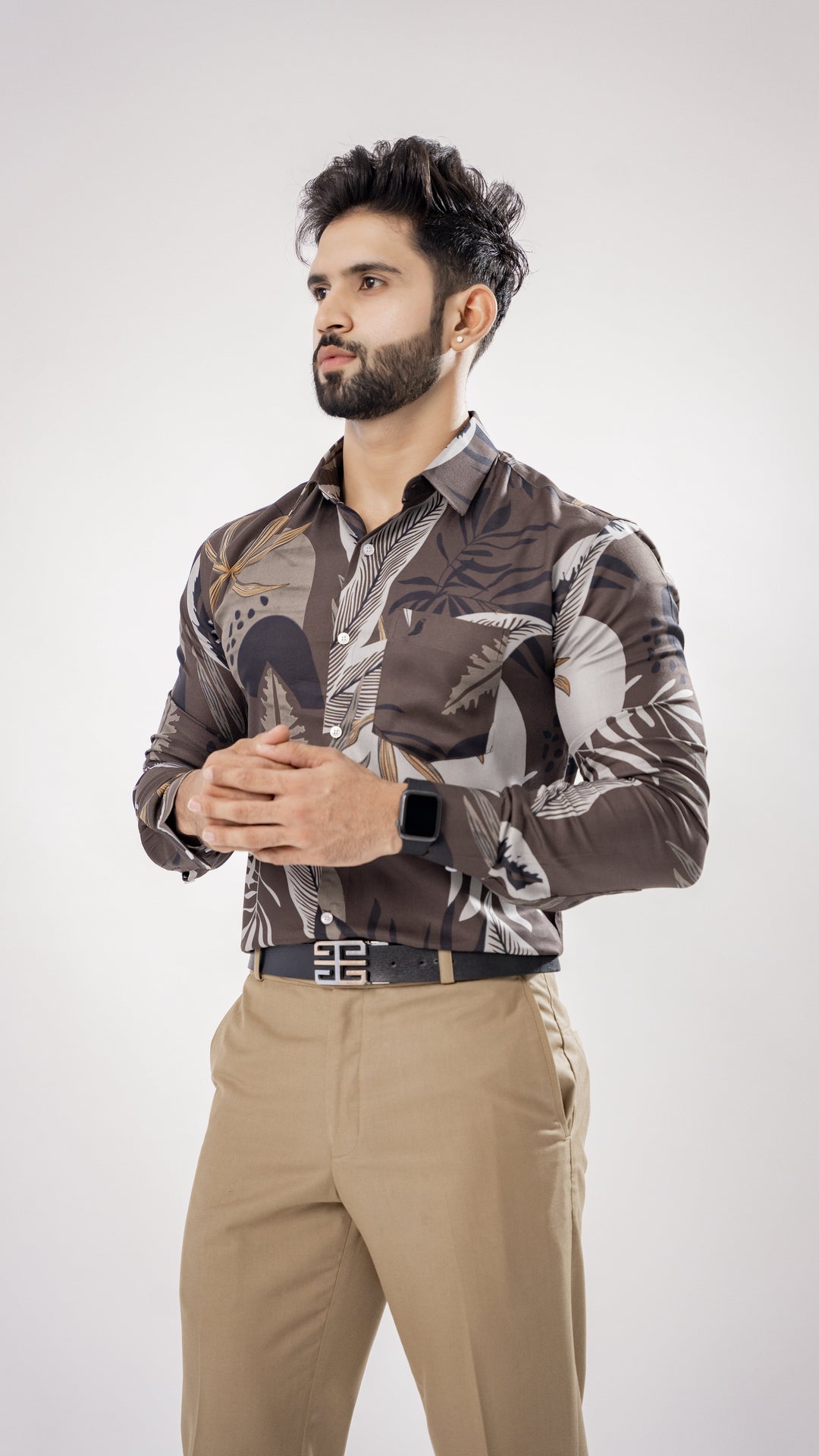 DUBROVNIK BROWN FLORAL AND PAISLEY PRINTED PREMIUM COTTON SHIRT - Royaltail