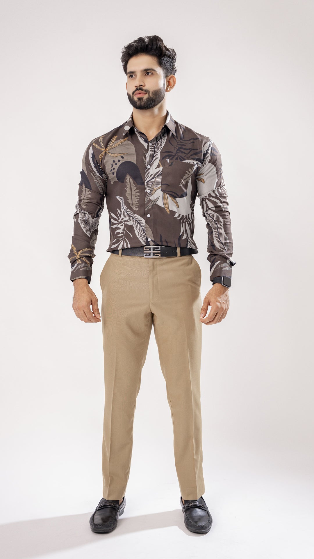 DUBROVNIK BROWN FLORAL AND PAISLEY PRINTED PREMIUM COTTON SHIRT - Royaltail