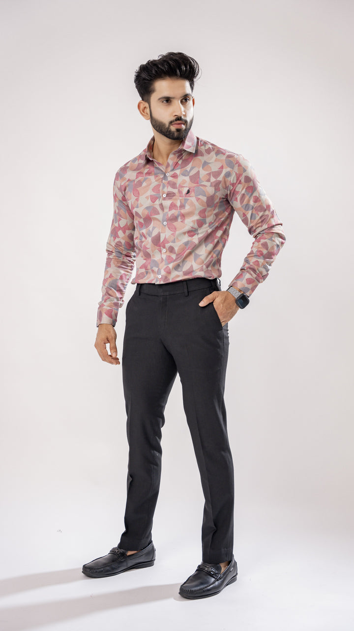 COPENHAGEN MAROON MULTICOLOR PRINTED PREMIUM GIZA COTTON SHIRT - Royaltail