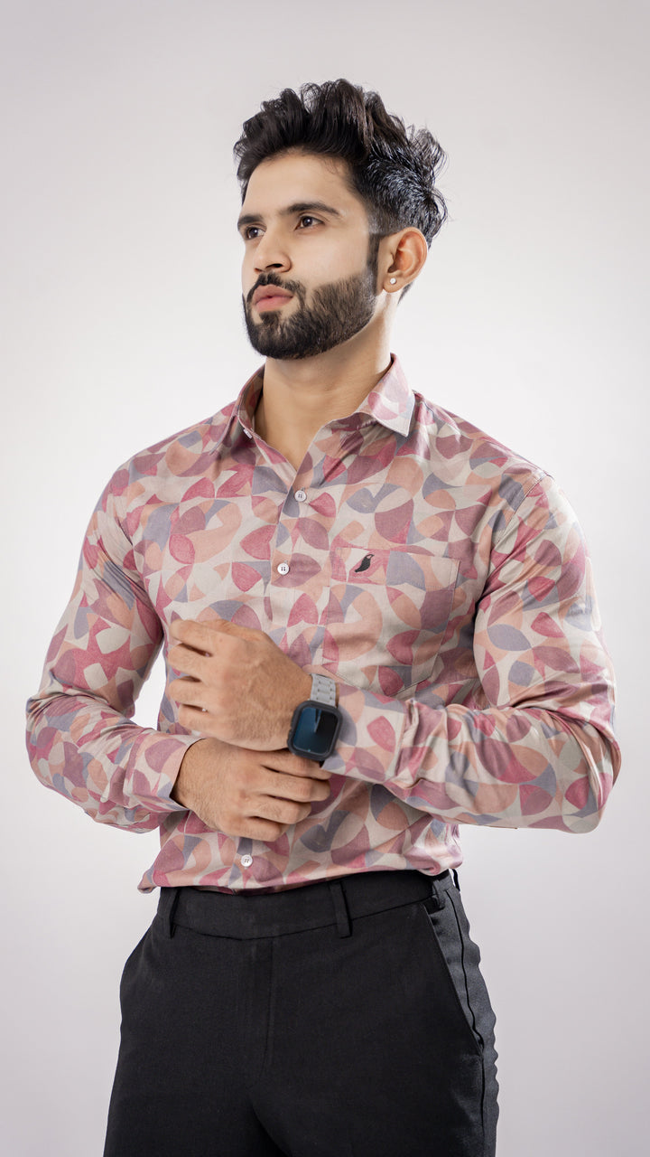 COPENHAGEN MAROON MULTICOLOR PRINTED PREMIUM GIZA COTTON SHIRT - Royaltail