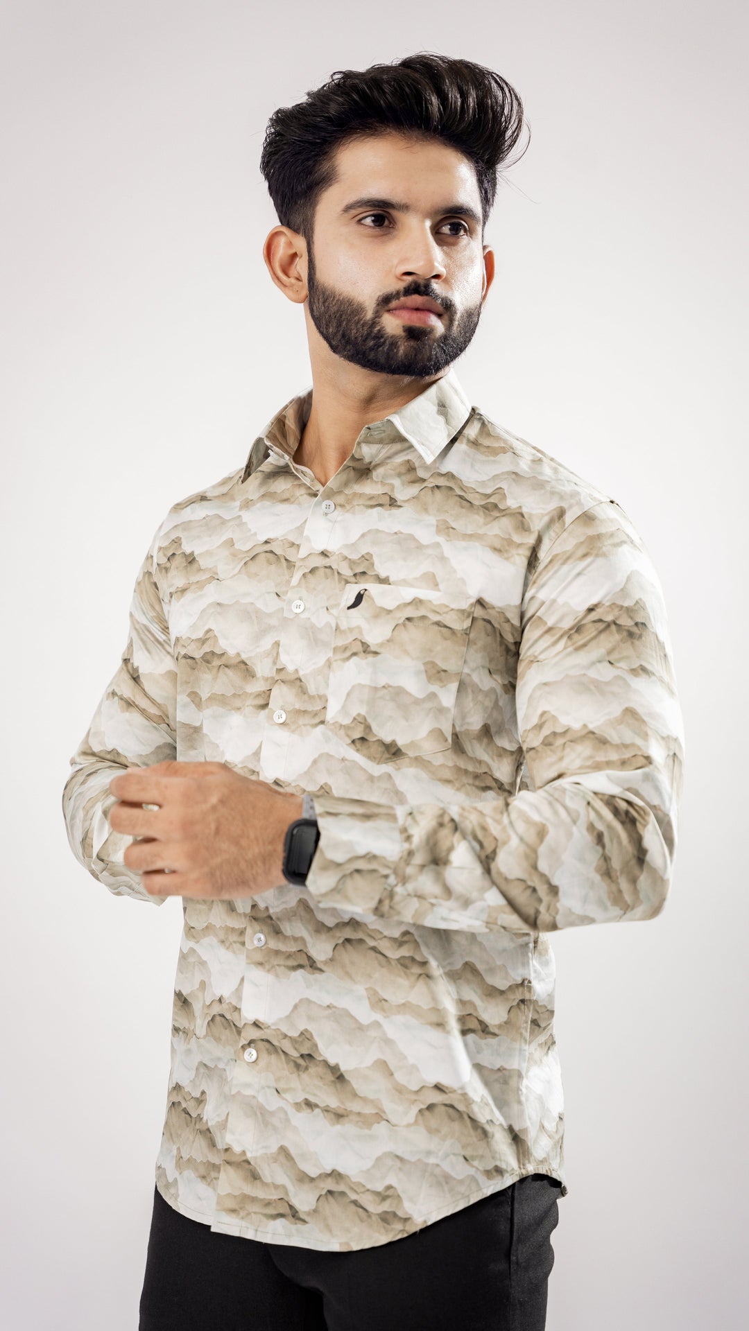WHITE AND GRAY MARBLE PRINT SUPER SOFT PREMIUM COTTON SHIRT - Royaltail