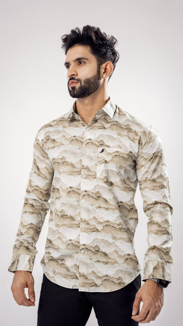 WHITE AND GRAY MARBLE PRINT SUPER SOFT PREMIUM COTTON SHIRT - Royaltail