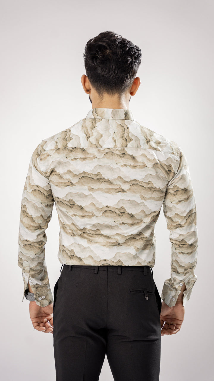 WHITE AND GRAY MARBLE PRINT SUPER SOFT PREMIUM COTTON SHIRT - Royaltail